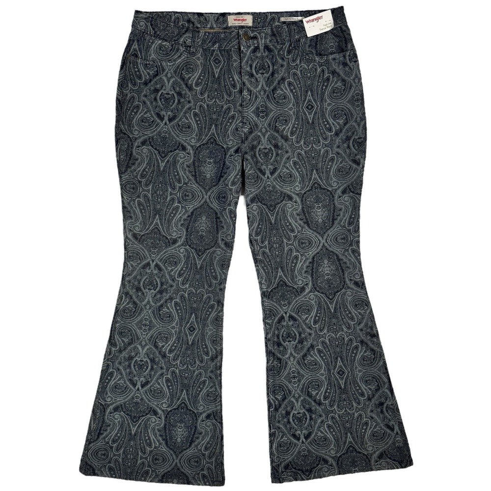 NWT Wrangler High Rise Fierce‎ Flare Jeans Size 18 34x30 Paisley Western Boho